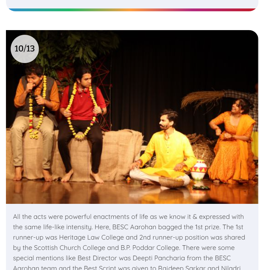 The Telegraph-Edugraph coverage of the Inter-College Theatre Festival held on the campus