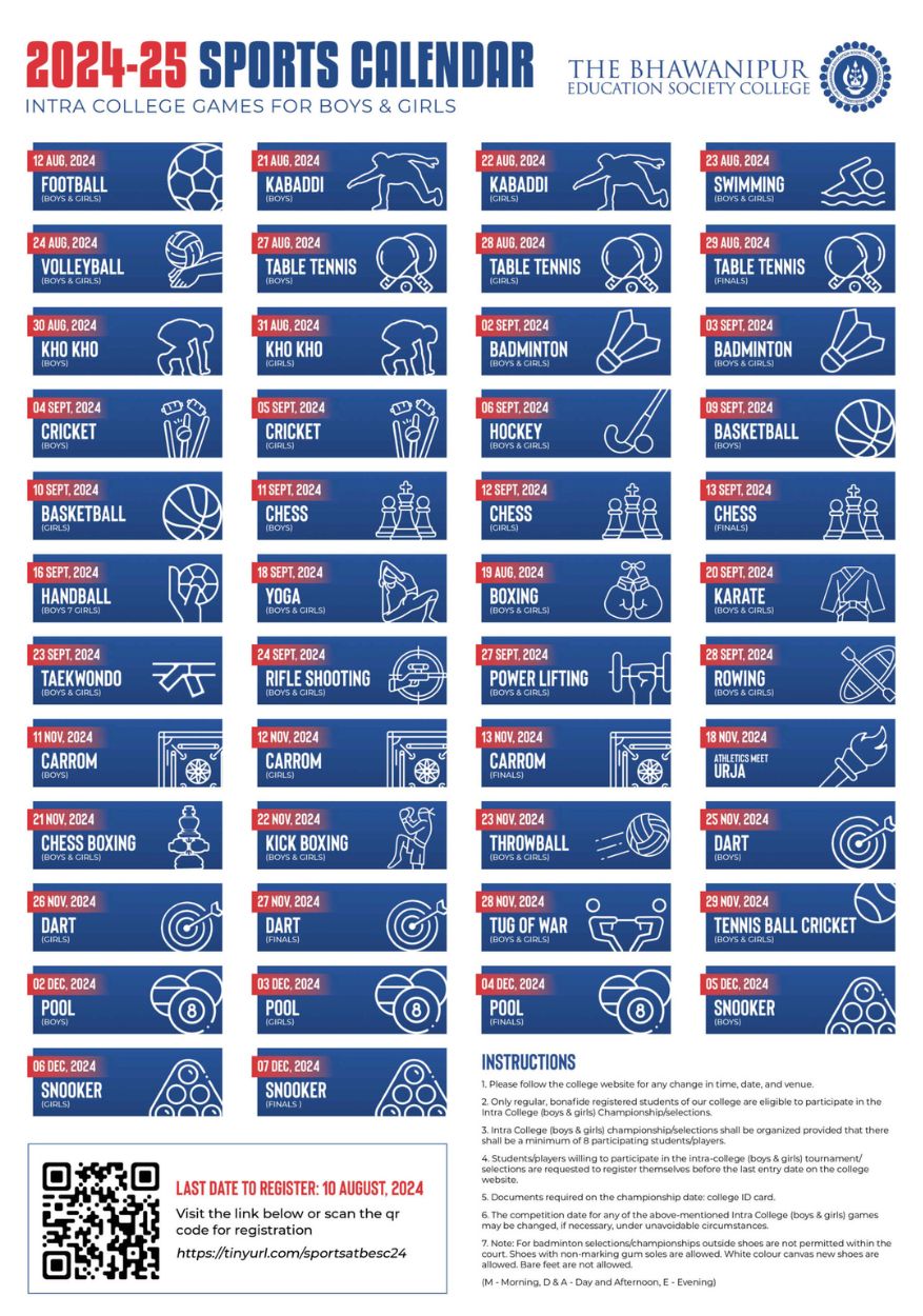 Sports Calendar 2024-2025